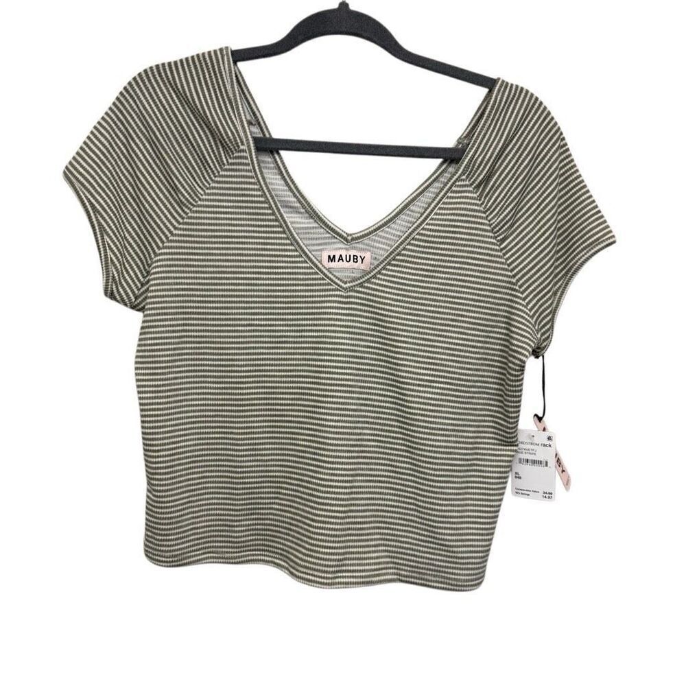 MAUBY green and white cropped tshirt size xl